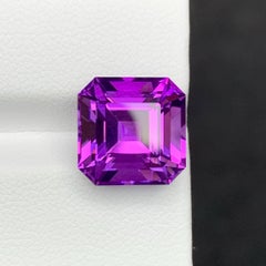 8.45 Carat Natural Loose Royal Purple Amethyst Asscher Cut Brazilian Gemstone