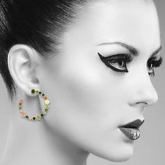 8.45 Carat Tourmaline 18 Karat Gold Hoop Earrings