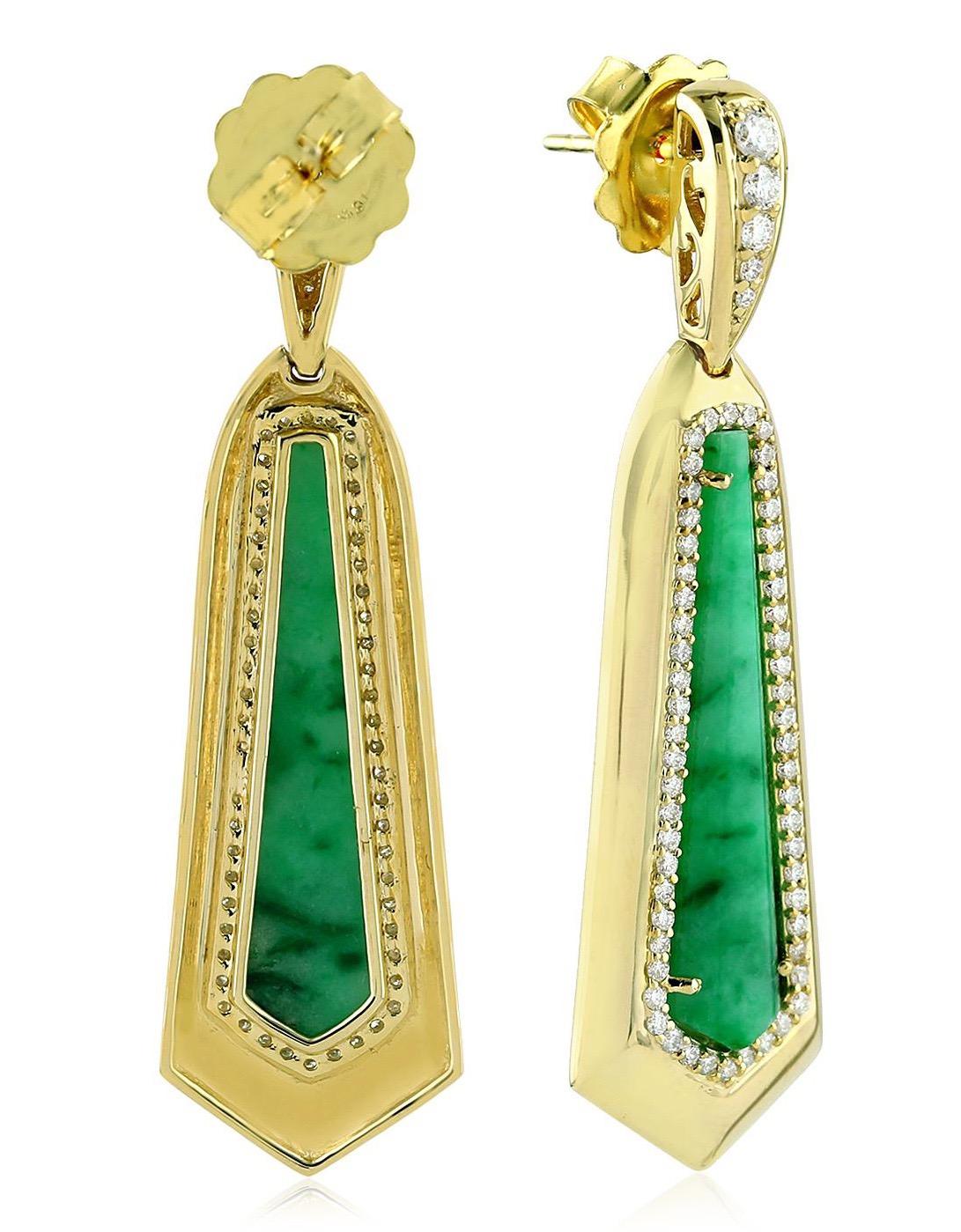 8,45 Karat Jade-Diamant-Ohrringe aus 18 Karat Gold (Zeitgenössisch) im Angebot