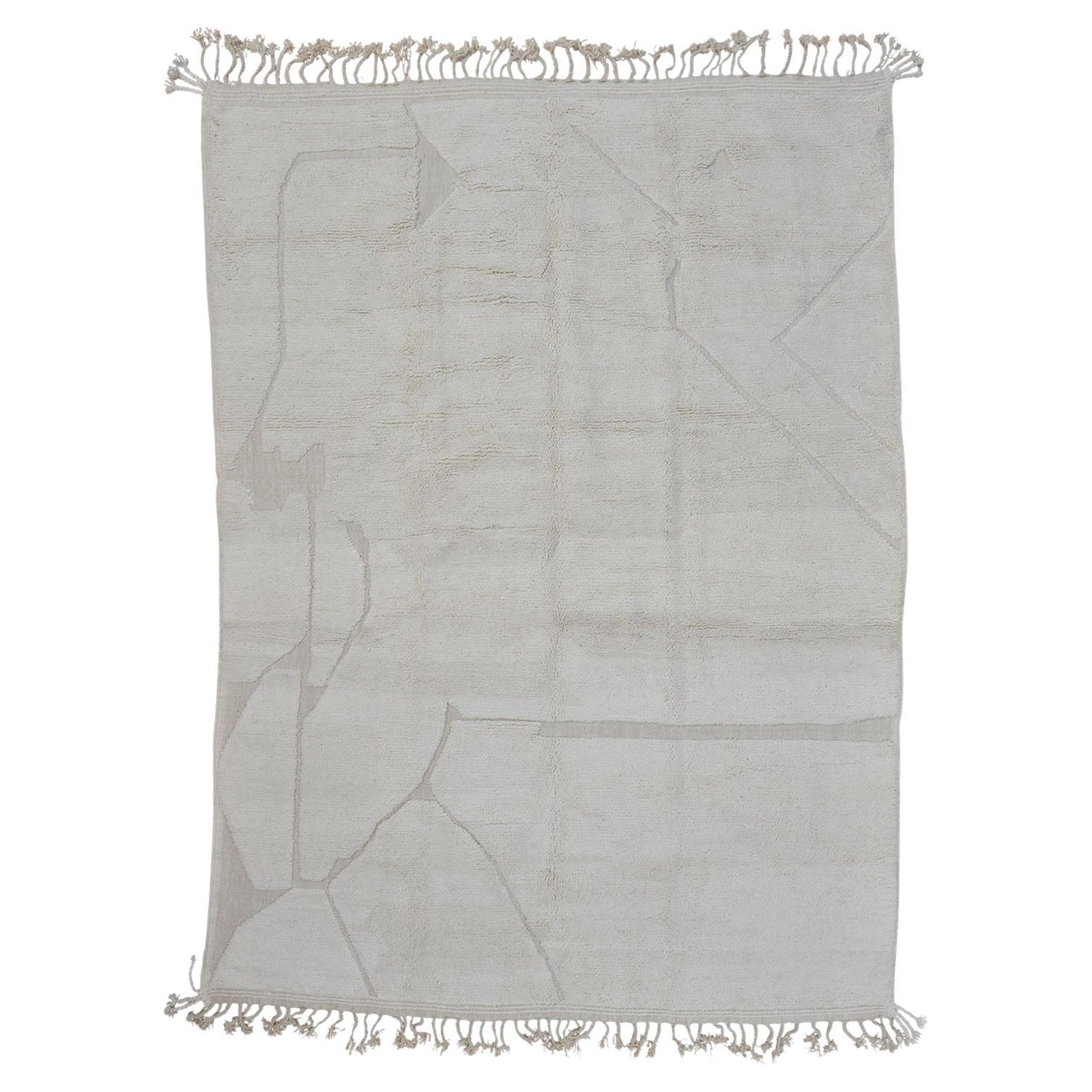 Tappeto Amina Avorio in lana marocchina Beni Ouarain, fatto a mano, 8'4.5" x 11'4" in vendita