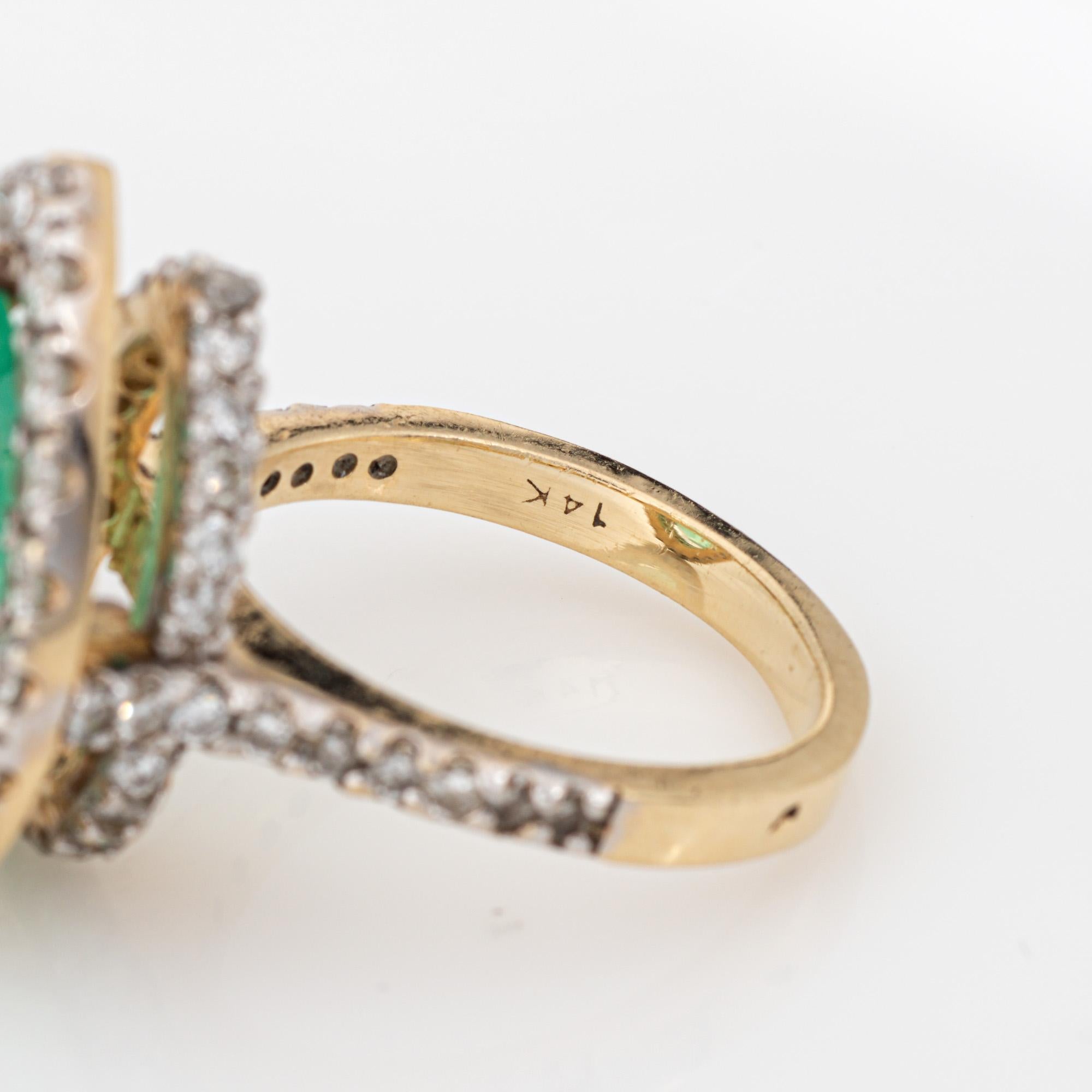8.45ct Emerald Diamond Ring Vintage 14k Yellow Gold Sz 7.75 Pear Cut Cocktail For Sale 1