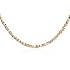 Collar de Tenis de Diamantes Redondos de Corte Brillante de 8,45 ct en Oro Amarillo de 14k