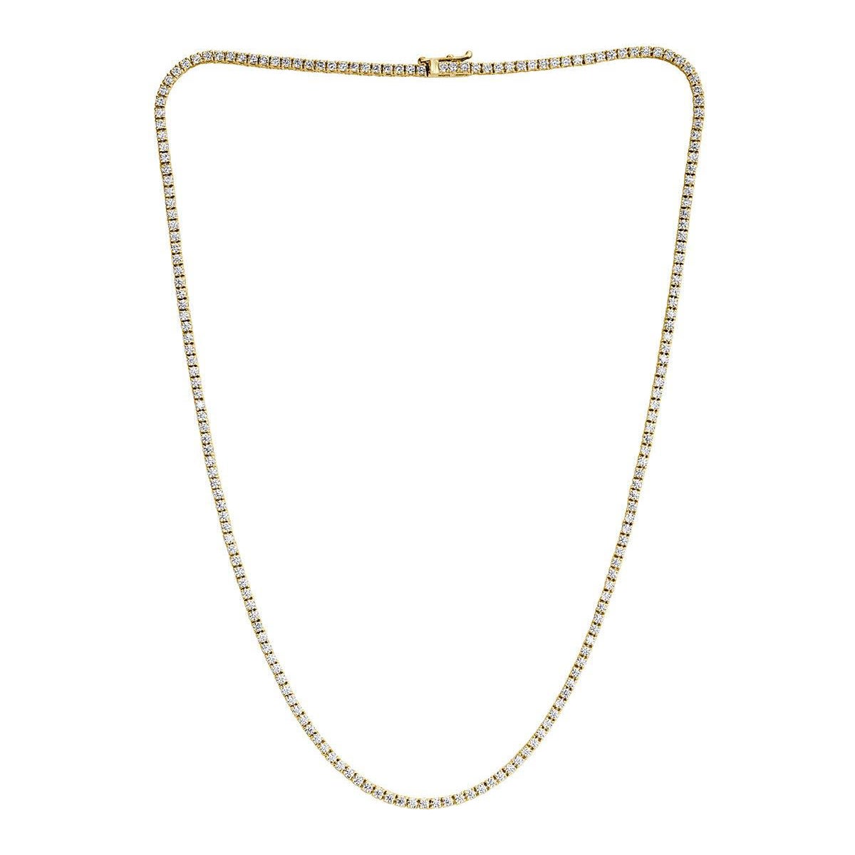 8.45ct Round Brilliant Cut Diamond Tennis Necklace in 14k Yellow Gold