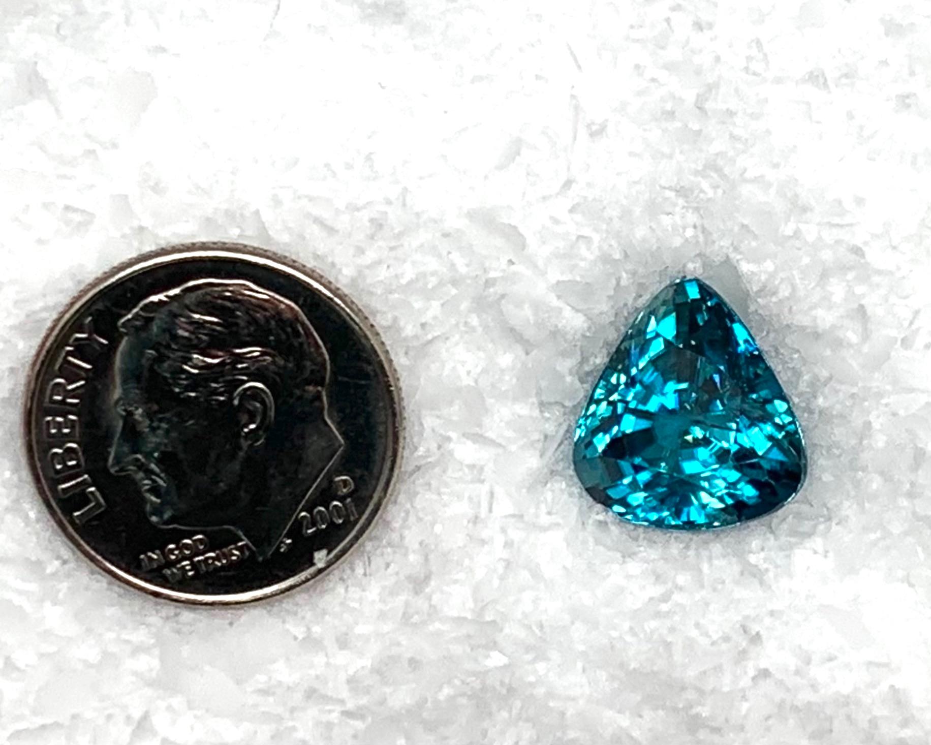 8.46 Carat Trilliant Cut Blue Zircon, Unset Loose Gemstone   3