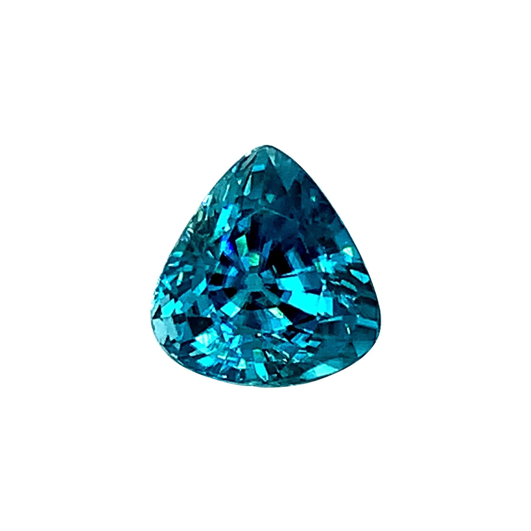 8.46 Carat Trilliant Cut Blue Zircon, Unset Loose Gemstone  