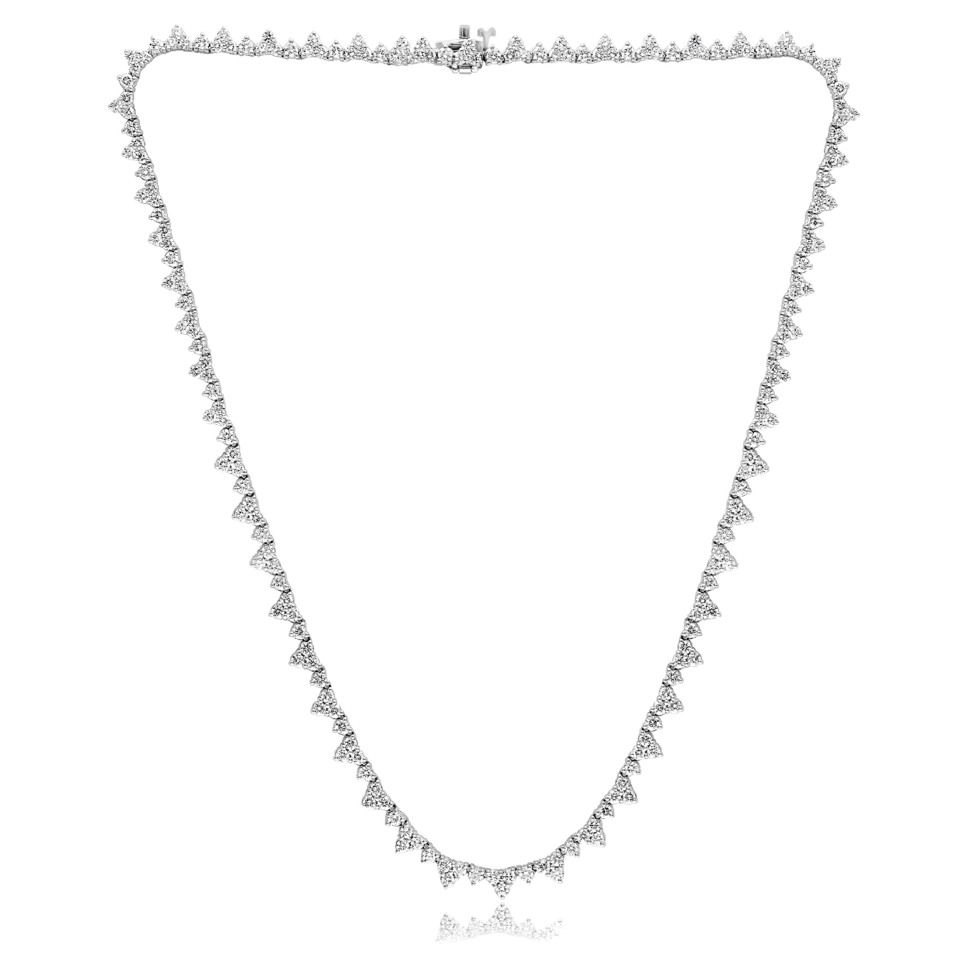 8.46 Carat Diamond Necklace in 14K White Gold For Sale