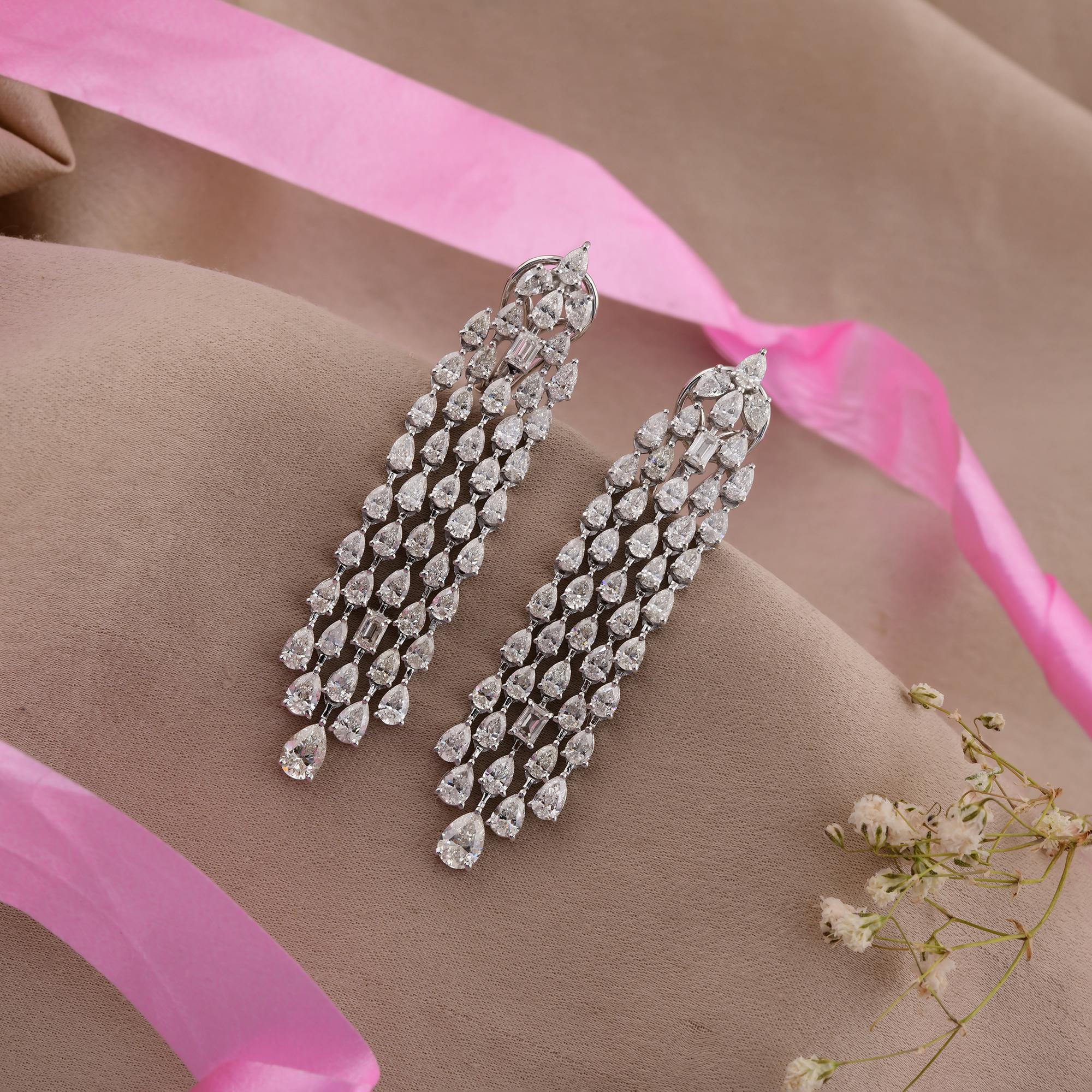 De las mujeres Pendientes araña de diamantes talla esmeralda pera SI/H de 8,46 quilates y oro blanco de 14 quilates en venta