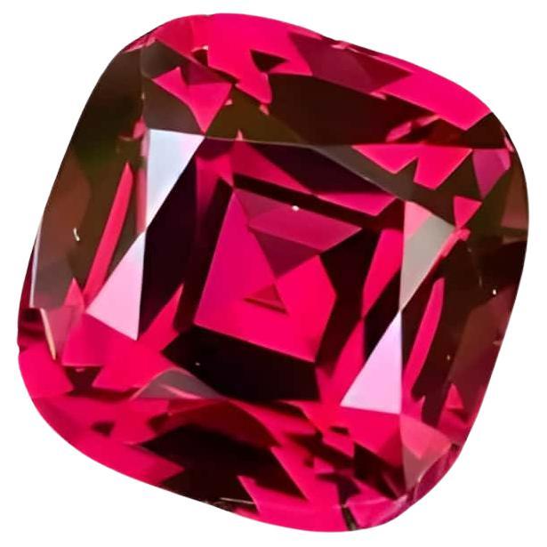 8.46 carats Reddish Pink Garnet Square Cushion Cut Natural Tanzanian Gemstone For Sale