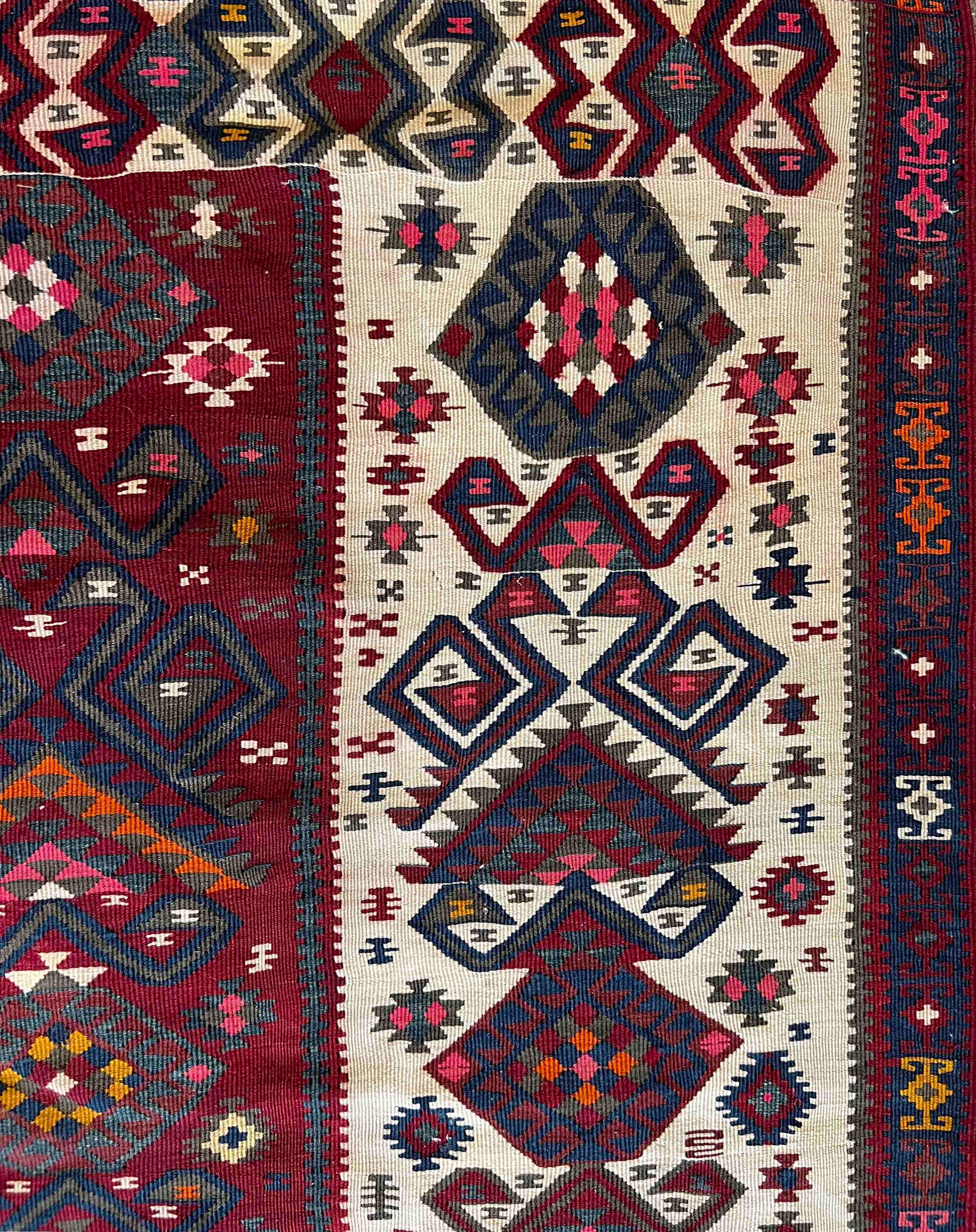 846 - Kelim Außergewöhnlicher „Van“ aus türkischer Wolle, 20. Jahrhundert im Zustand „Hervorragend“ im Angebot in Paris, FR