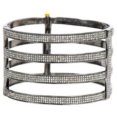 8.47 Carat Diamond Four-Line Tennis Bangle in Victorian Style