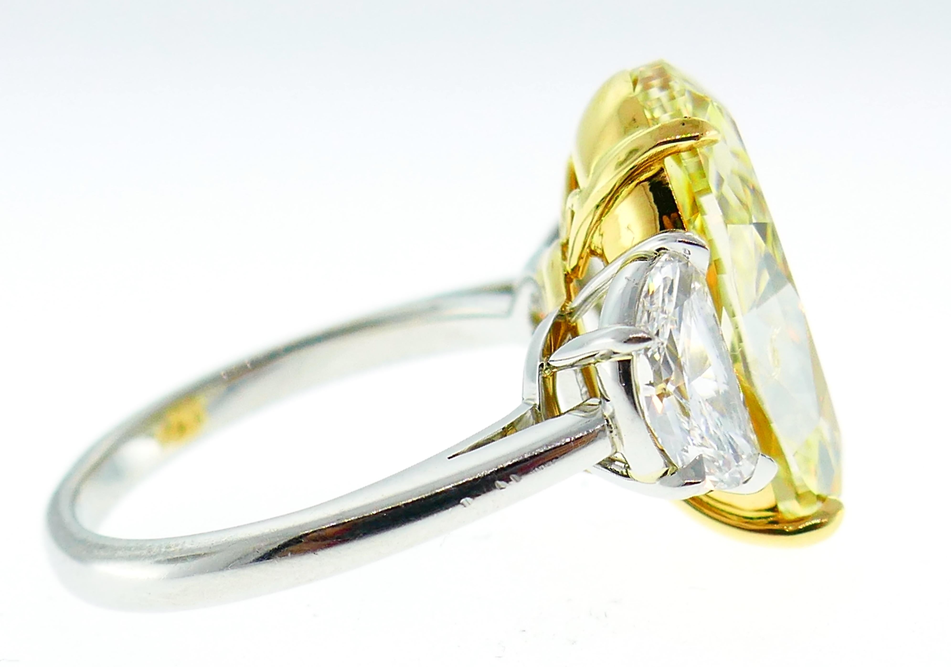 8.47 Carat Fancy Yellow Diamond GIA Platinum Ring Solitaire For Sale 1