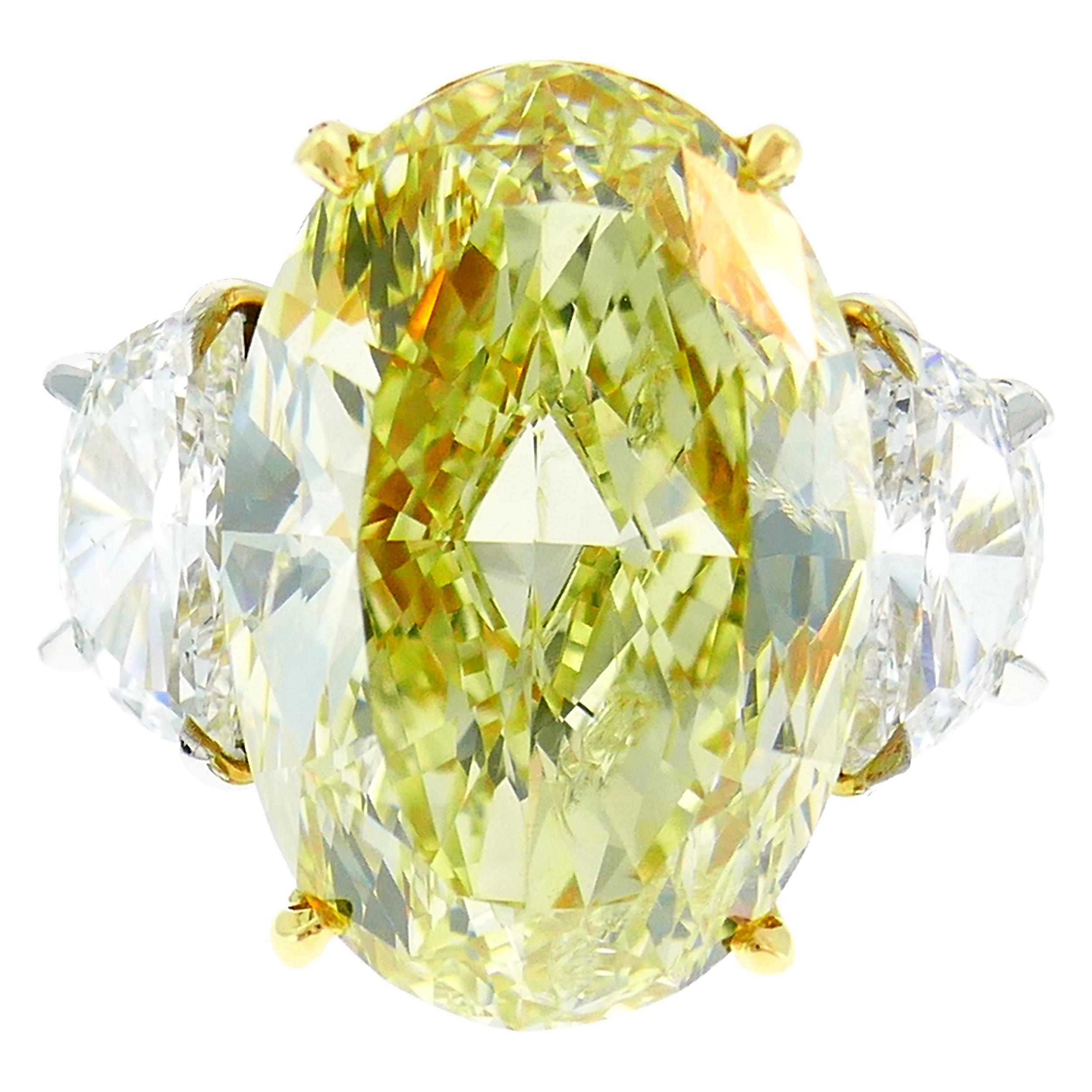 8.47 Carat Fancy Yellow Diamond GIA Platinum Ring Solitaire For Sale