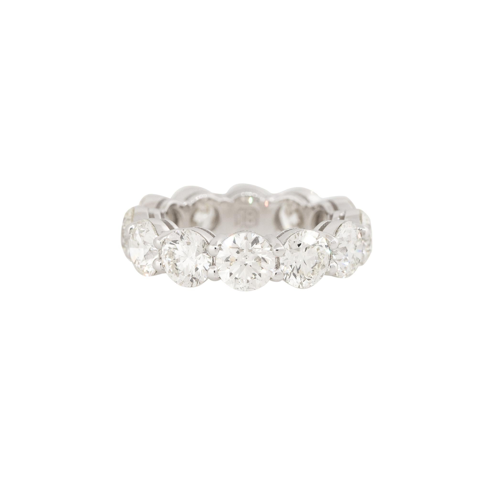 18k White Gold 8.47ctw Round Brilliant Diamond Eternity Band

Style: Women's Diamond Eternity Band
Material: 18k White Gold
Main Diamond Details: There are approximately 8.47 carats of Round Brilliant Cut Diamonds. There are 12 stones total. All