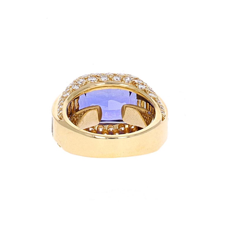 Emerald Cut Tanzanite and Diamond Cocktail Ring In New Condition For Sale In Beverly Hills, CA