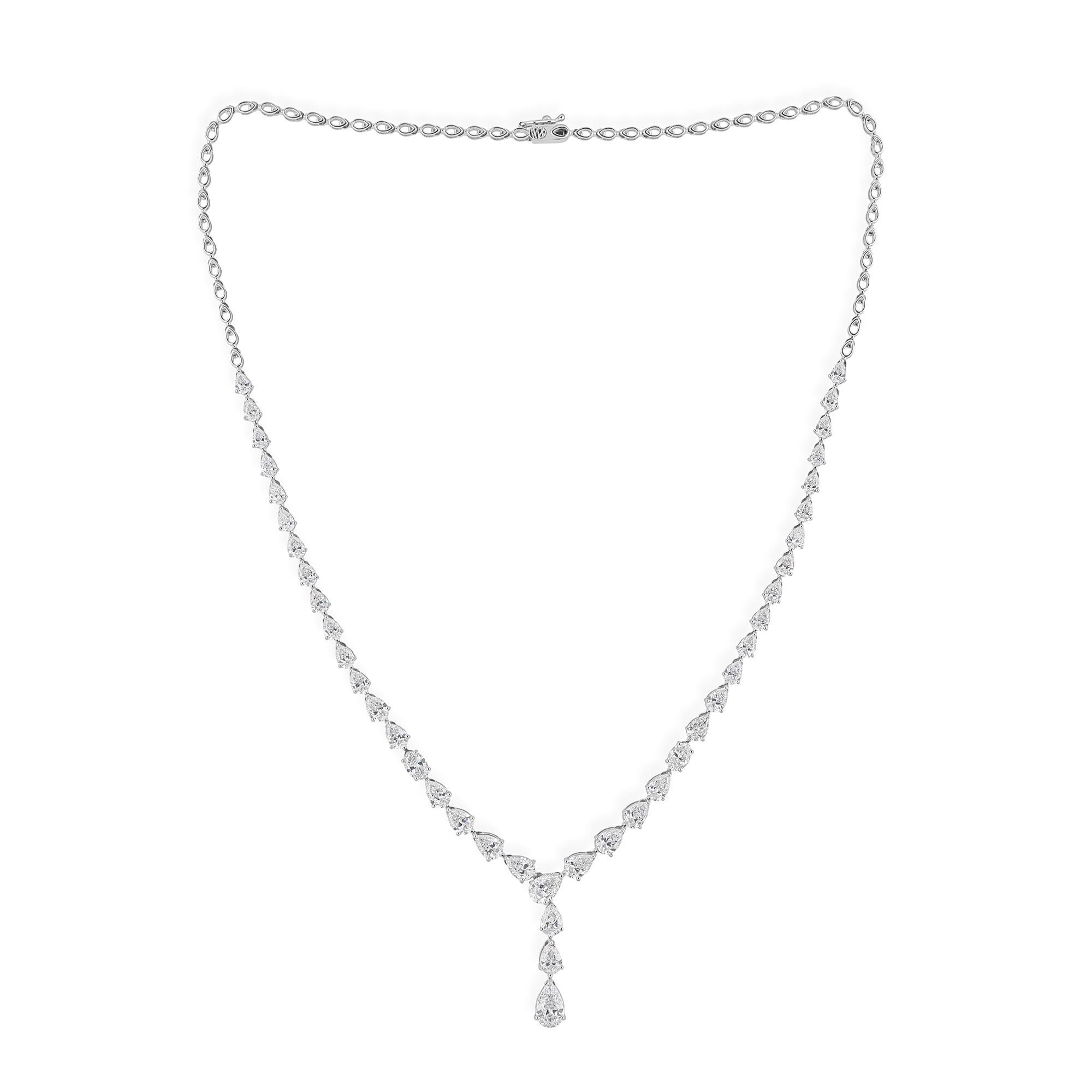 8,47 Ct. Collar de Boda Lágrima Diamante Natural Talla Pera Oro Blanco 14K Corte pera en venta