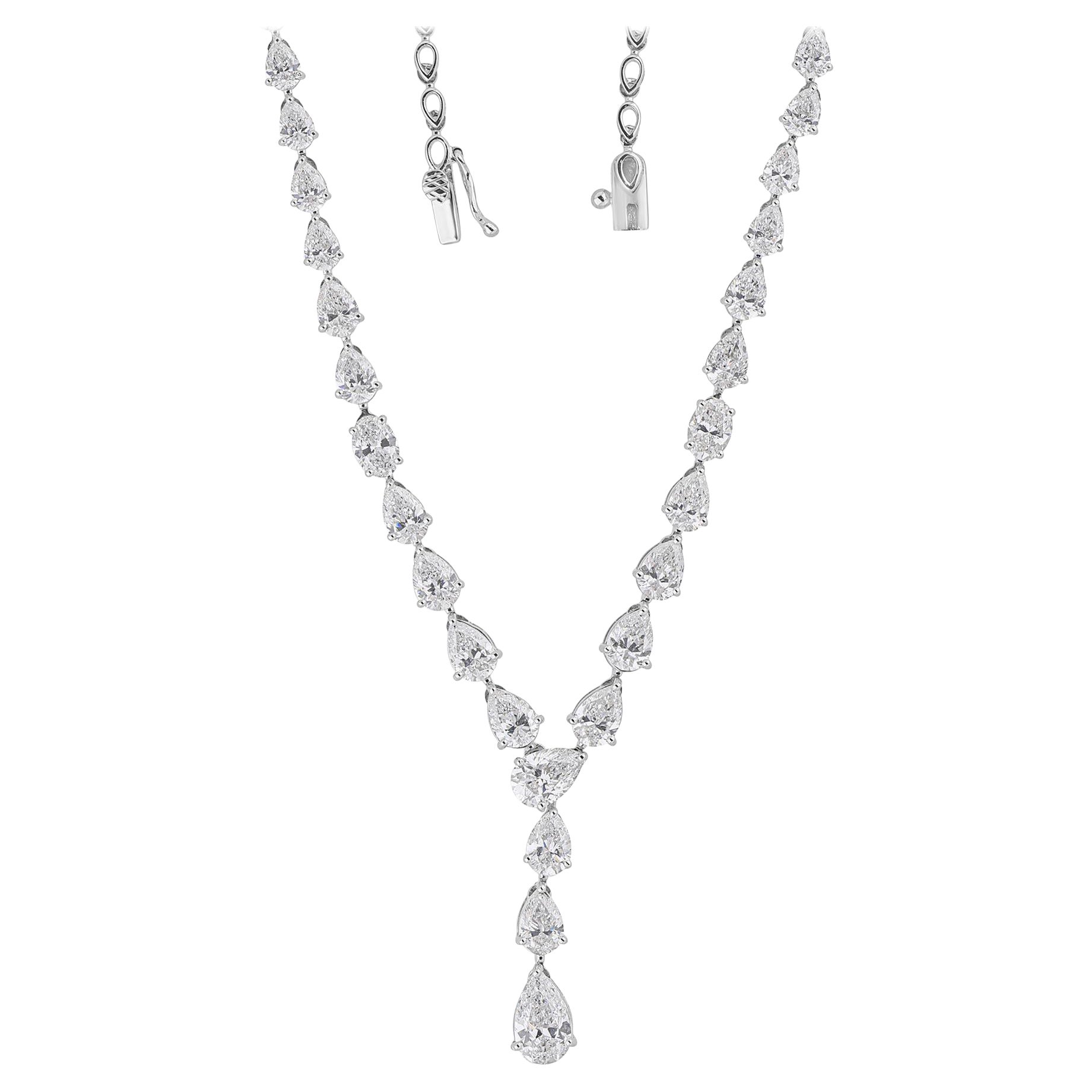 8,47 Ct. Birnenschliff Natürlicher Diamant Teardrop Hochzeit Halskette 14K Weißgold