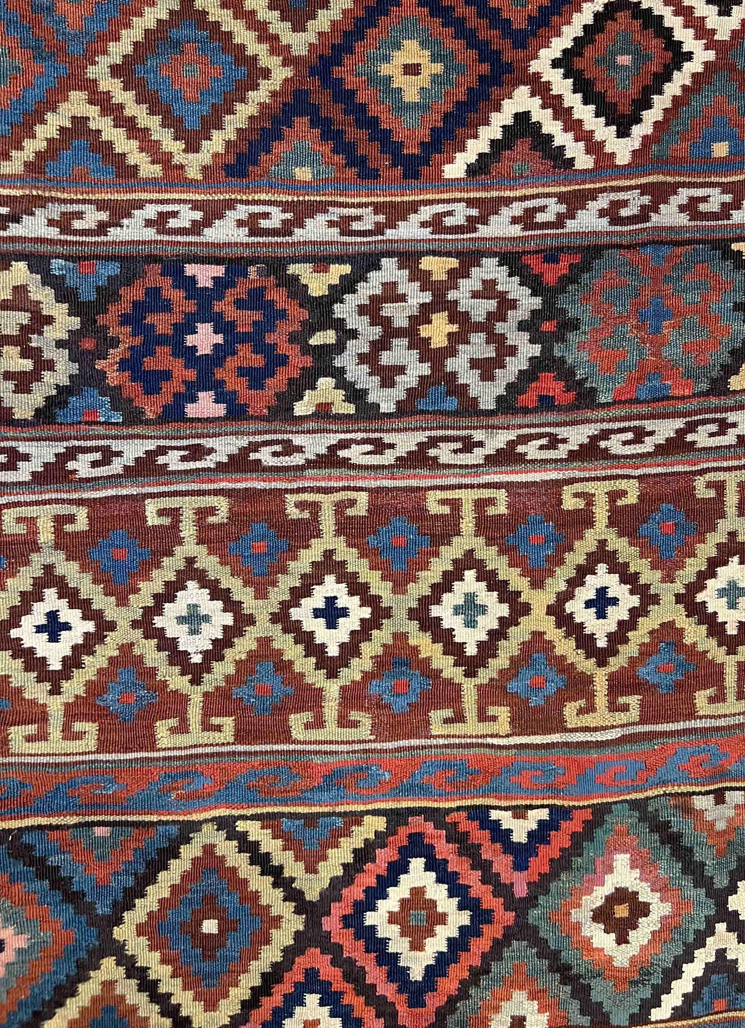 847 - Exceptional Kilim of Caucasian Region in 19th Century Wool  For Sale 5