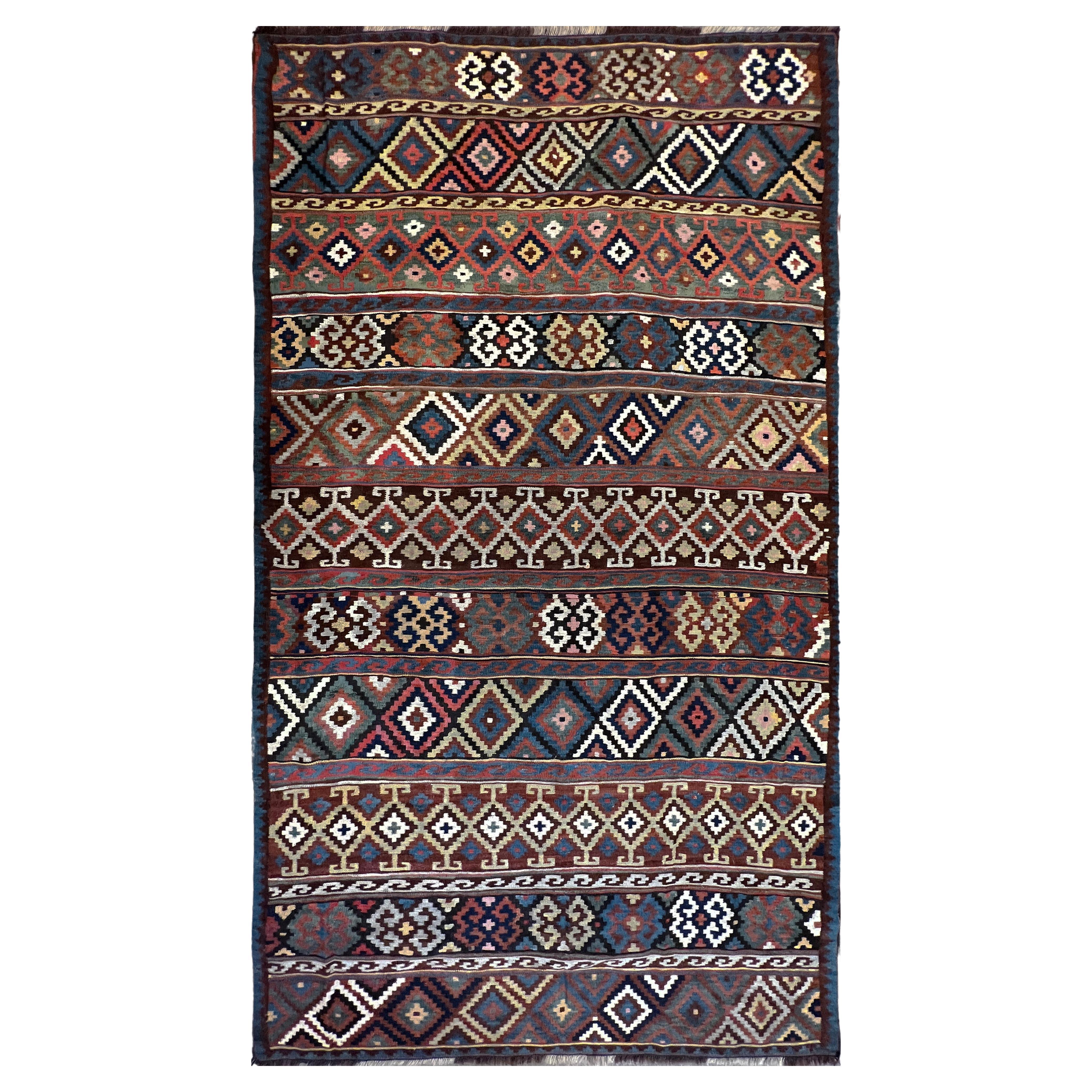 847 - Exceptional Kilim of Caucasian Region in 19th Century Wool  For Sale
