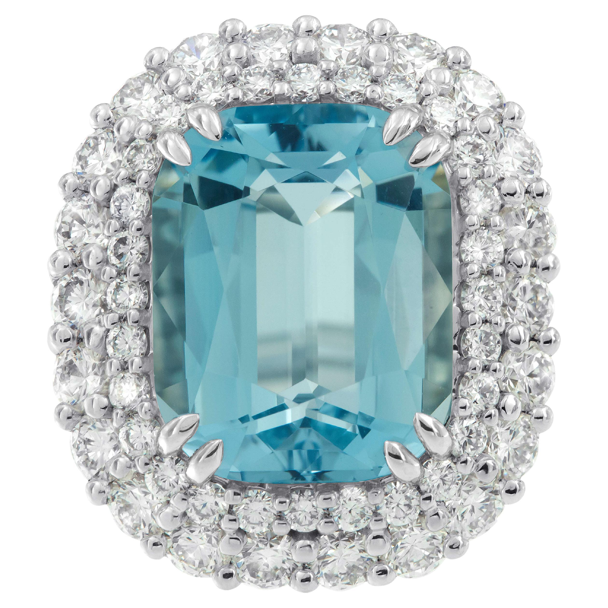 Bague d'aigue-marine et diamants 8,47 carats, design Gerard McCabe Arnia