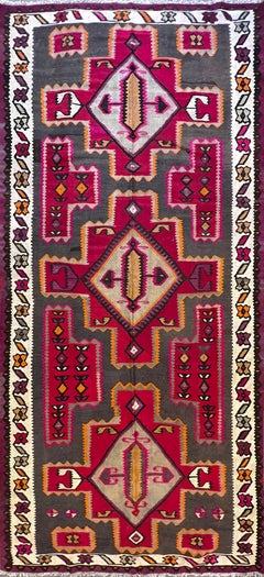 848 - Magnifique Kilim long vintage d
origine tribale kurde