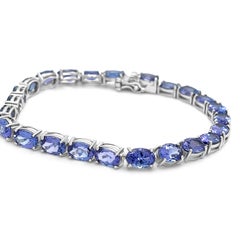 8.48 Carats Natural Tanzanite & Cubic Zirconia Bracelets Bridal Wedding Bracelet
