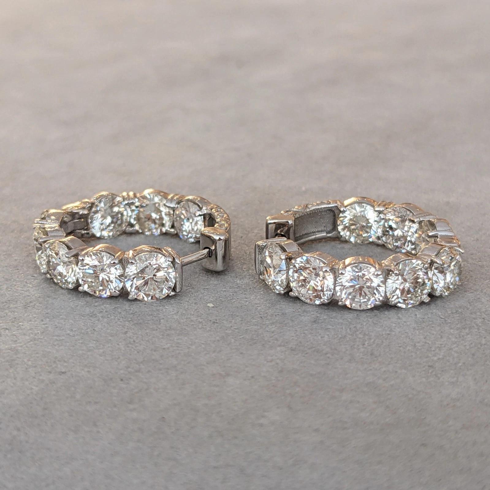 8,48 cttw natürliche runde Diamant-Ohrringe in 14k Weißgold Damen im Angebot