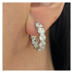Orecchini a cerchio con diamanti tondi naturali da 8,48 cttw in oro bianco 14k