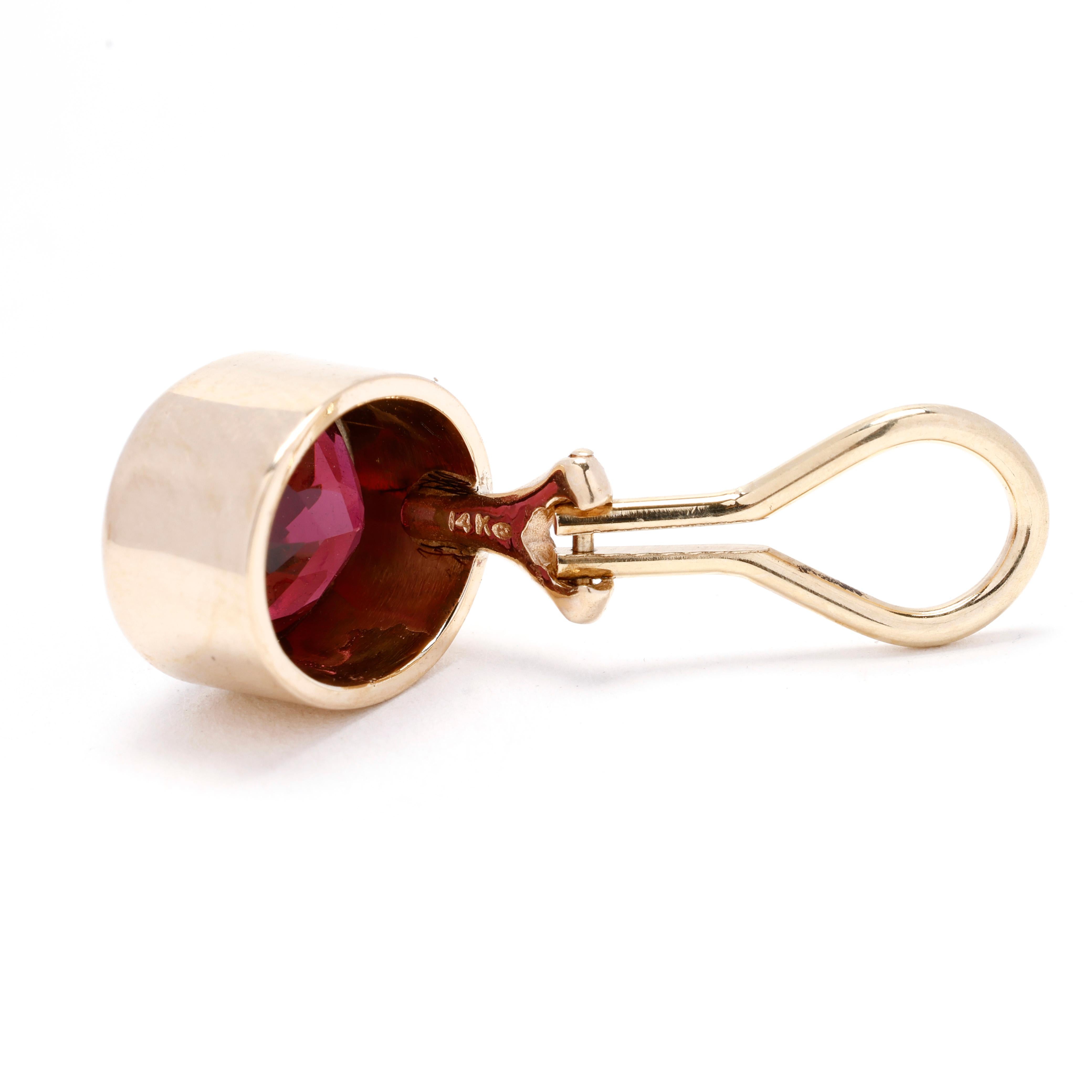 Orecchini a clip con granato rodolite 8,4ctw, oro giallo 14k, orecchini a clip grandi In condizioni buone in vendita a McLeansville, NC