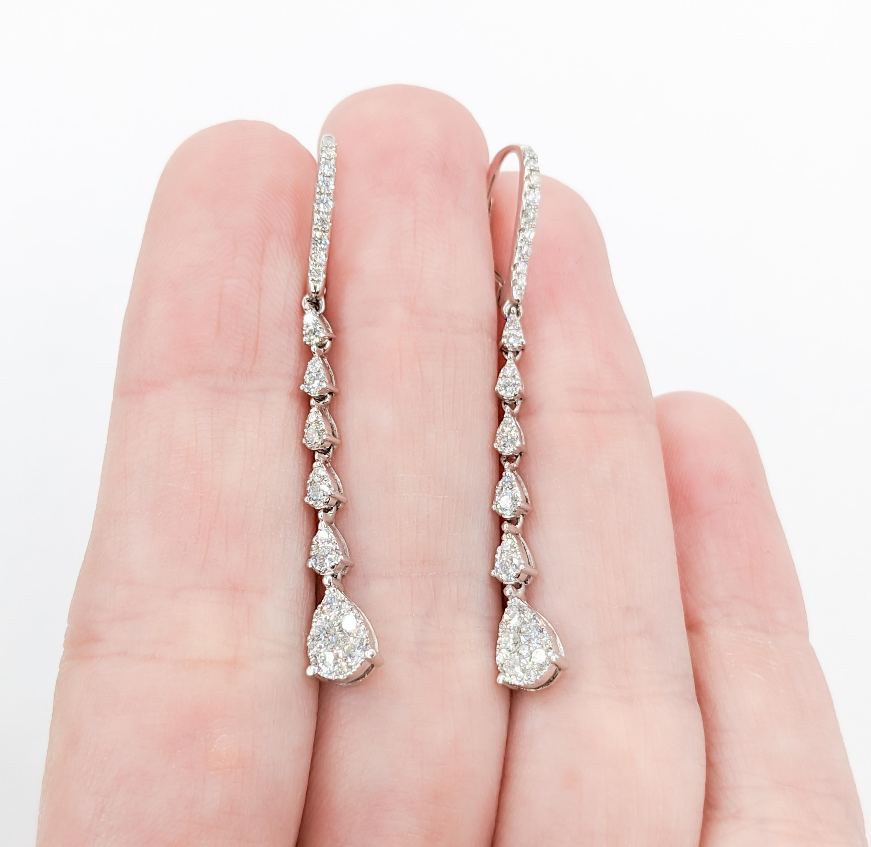 Contemporary .84ctw VS Quality Diamond Quality Dangle Earrings For Sale