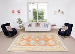 8.4x10 Ft Unique Handmade Area Rug, Vintage Handknotted Turkish Carpet, All Wool
