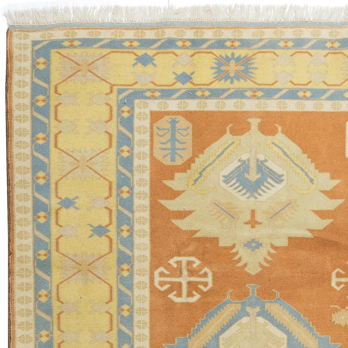 Rustico Tappeto a mano unico 8.4x10 Ft, tappeto turco vintage annodato a mano, interamente in lana in vendita