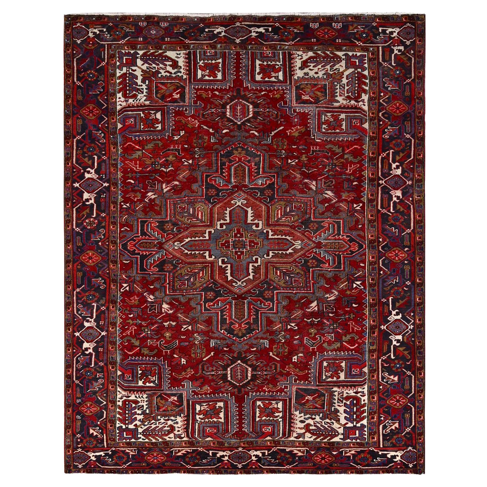 8
4 "x10
3" Zinnoberrot Handgeknüpft Distressed Look Antike Wolle Orientteppich