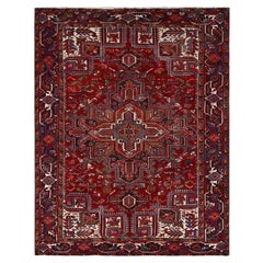 8
4 "x10
3" Zinnoberrot Handgeknüpft Distressed Look Antike Wolle Orientteppich