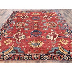 8'4"x10'4" Ajax Red Heriz All Over Design Hand Knotted Soft Wool Oriental Rug