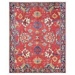 8'4"x10'4" Ajax Red Heriz All Over Design Hand Knotted Soft Wool Oriental Rug