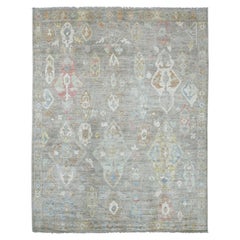 8'4"x10'4" Fossil Gray Afghan Angora Oushak Hand Knotted Pure Wool Oriental Rug