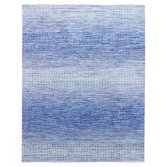 8'4"x10'6" Blauer, handgeknüpfter Teppich aus reiner Wolle aus der Chiaroscuro-Kollektion, modern