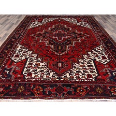 8'4"x10'7" Penn Red Hand Knotted Clean With Centre Flower Element Oriental Rug