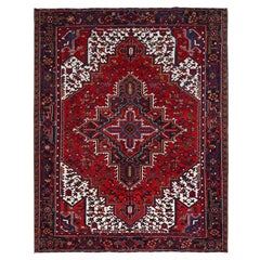 8'4 "x10'7" Alfombra Oriental Penn Roja Anudada a Mano Limpia Con Elemento Floral Central