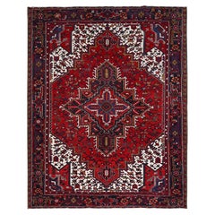 8'4"x10'7" Penn Red Hand Knotted Clean With Centre Flower Element Oriental Rug