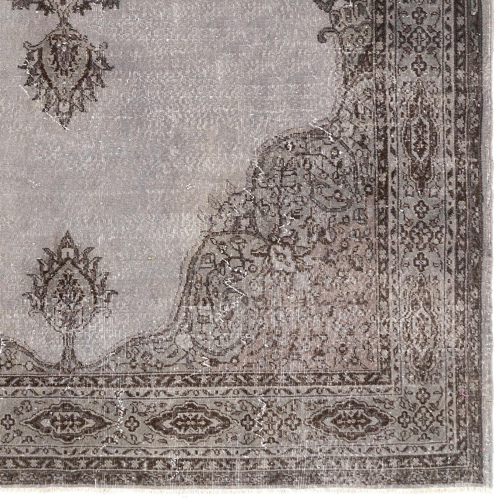 Tissé à la main 8.4x11.8 Ft Large Vintage Handmade Wool Area Rug in Gray, Hand knotted in Turkey (tapis de laine vintage fait à la main en Turquie) en vente