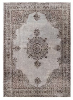 8,4x11,8 Ft Large Vintage Handmade Wool Area Rug in Gray, annodato a mano in Turchia