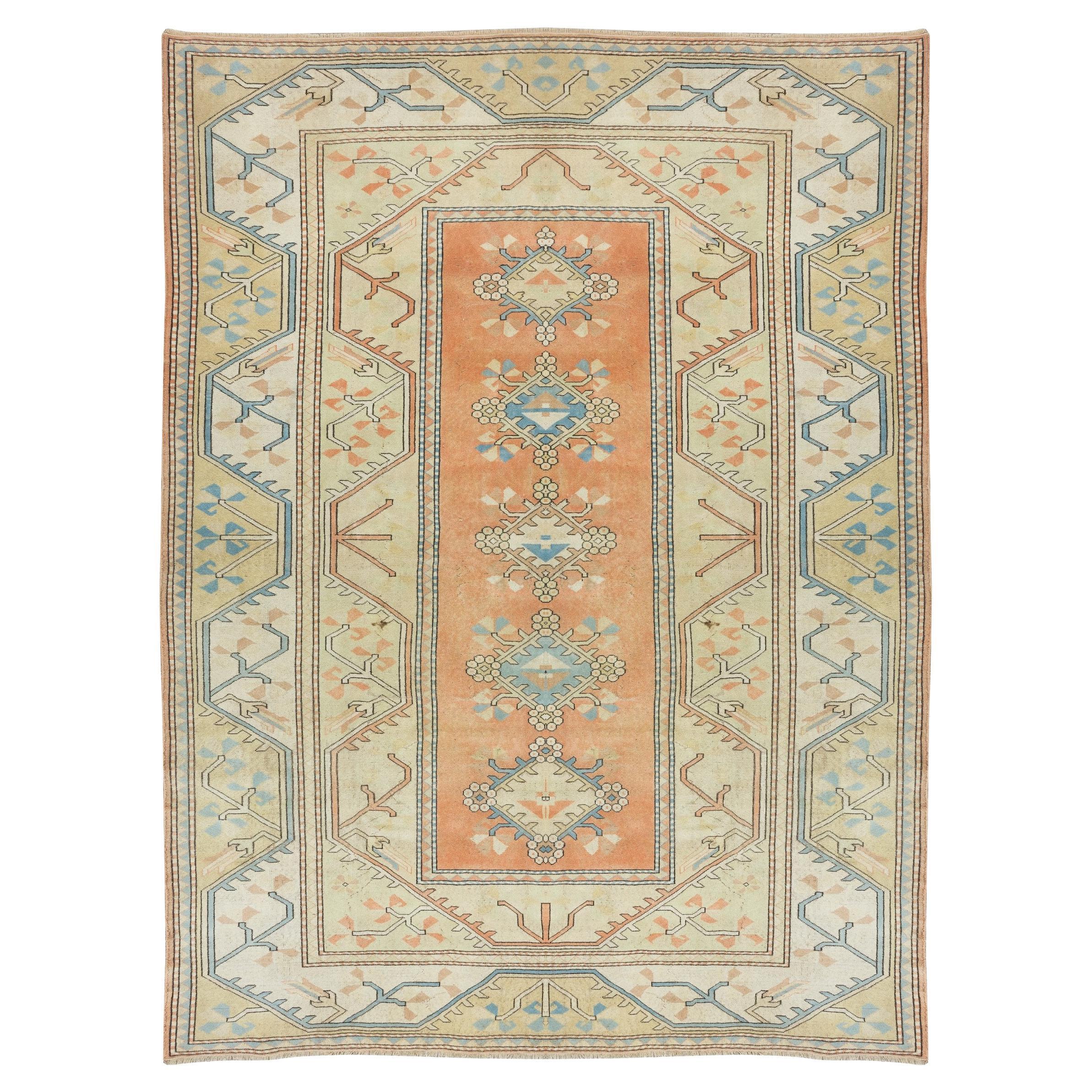 8.4x12 Ft Hand Knotted Vintage Large Wool Rug from Milas / Turkey, 100% Wool For Sale