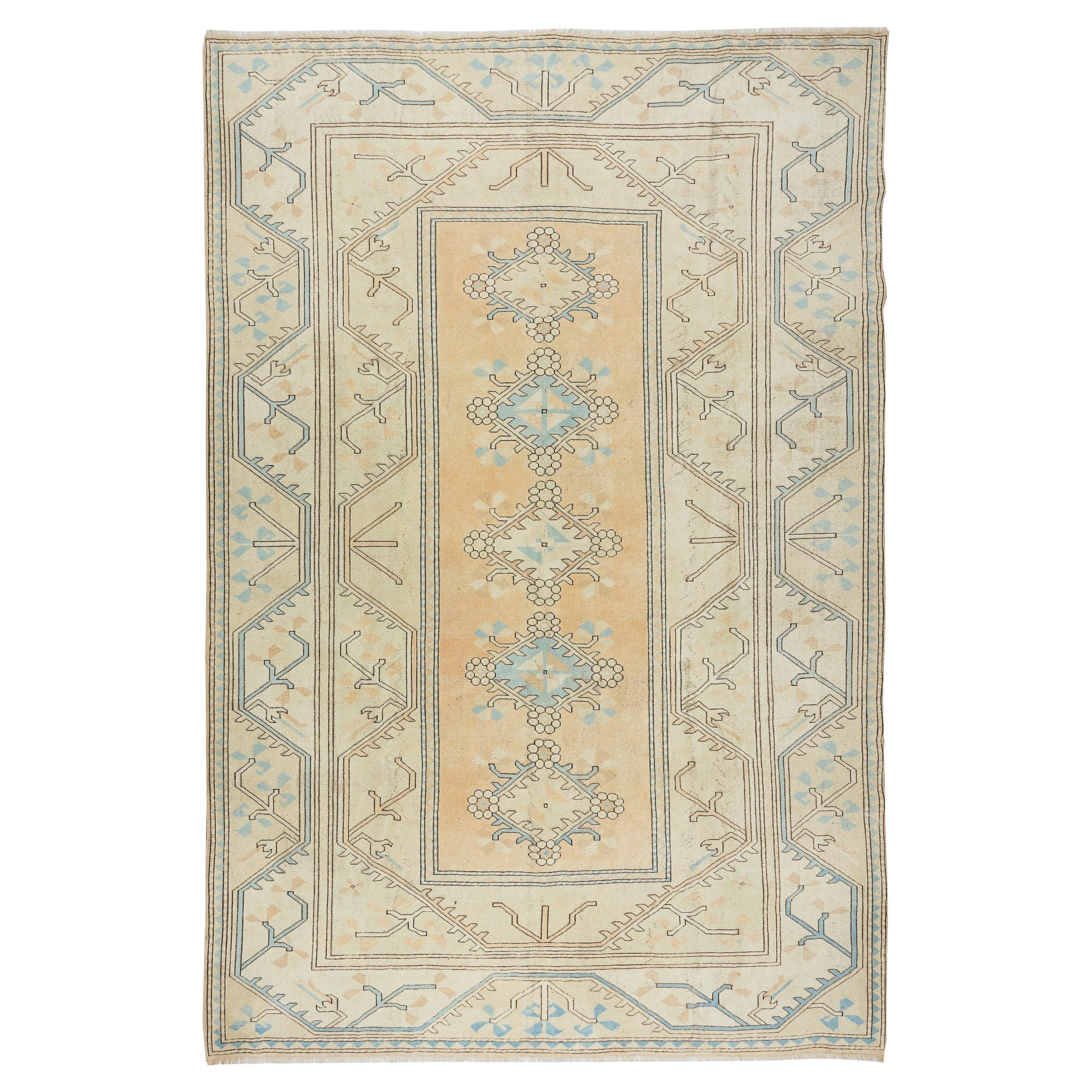8.4x12 Ft Hand Knotted Vintage Large Wool Rug from Turkey / Milas, 100% Wool For Sale