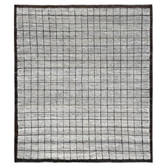 8
4 "x9
10" Vista Weiß Marokkanische Webart mit Box Design Handgeknüpfter Teppich aus reiner Wolle