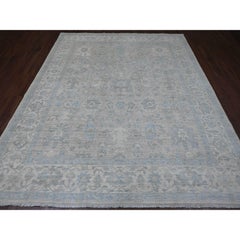 8'4"x9'9" Gray Peshawar Heriz All Over Design Hand Knotted All Wool Oriental Rug