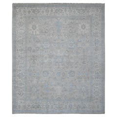 8'4"x9'9" Gray Peshawar Heriz All Over Design Hand Knotted All Wool Oriental Rug