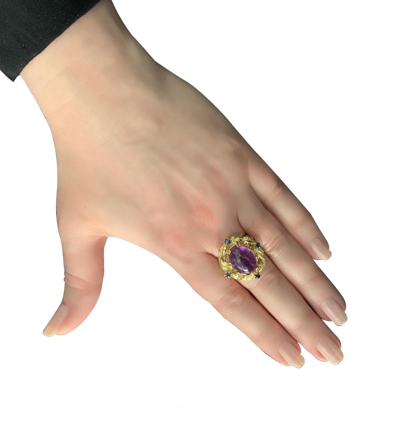 Cabochon 8.5 Carat Amethyst Cocktail Ring