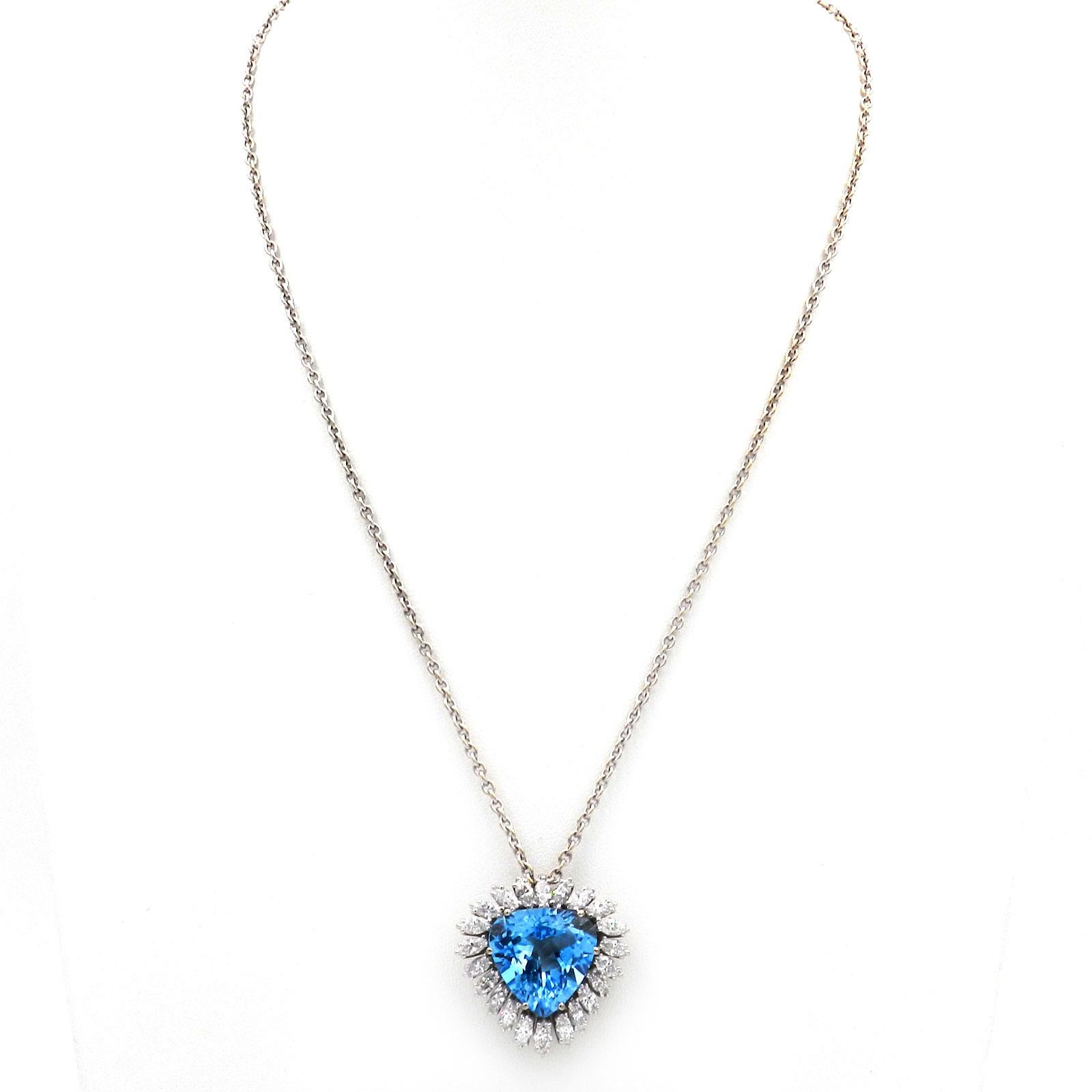 8.5 Carat Aquamarine and 1.76 Carat Diamond 18K White Gold Pendant Necklace

Magnificent pendant handcrafted by the well-known Stuttgart jeweler Schilling in the finest 18K white gold, set with a natural aquamarine 8.5 ct of intense water-blue