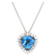 Anhänger-Halskette aus 18 Karat Weißgold mit 8,5 Karat Aquamarin und 1,76 Karat Diamant